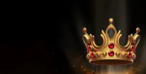 Image of a golden crown surrounded by sparkling lights, symbolizing the VIP Club bonus at 1xSlots.