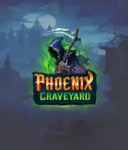 An immersive view of ELK Studios' Phoenix Graveyard slot, with its hauntingly beautiful graveyard and phoenix symbols. Displayed in this image is the slot's innovative expanding reels, alongside its beautifully crafted symbols and dark theme. The artwork conveys the game's mythological story of resurrection, making it enticing for those interested in mythology.